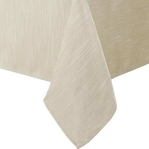 Laura Ashley Arabesque Luxurious Shimmery Fabric Tablecloth for Formal Dining Holiday Wedding or Party 60 x 120 Gold - Image 1