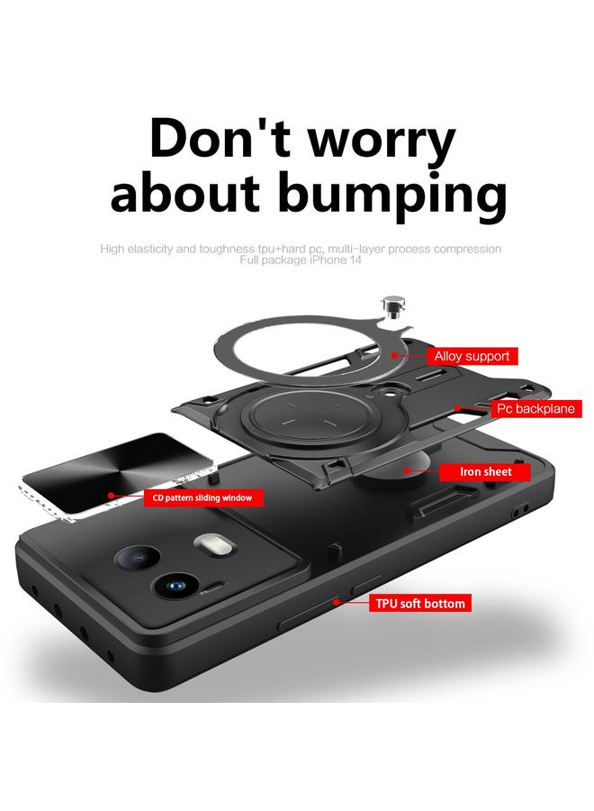 S-TOP Case For Realme 11 5G Global / 11x 5G CD Texture Sliding Camshield Magnetic Holder Phone Case - Image 3