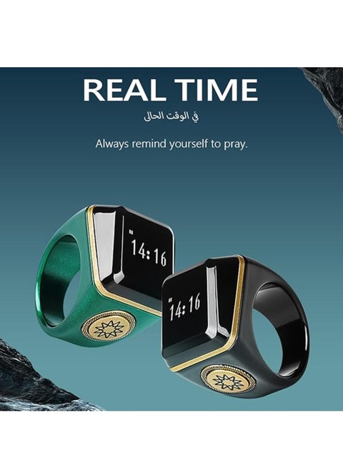 20mm Zikr Ring Smart Ring with Vibration Reminder Tasbih Counter and Bluetooth Connection for Exclusive IQIBLA App and 5 Daily Prayer Reminders
