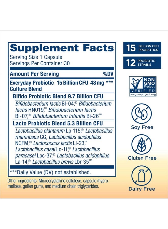 Renew Life Everyday Probiotic Capsules, Daily Supplement Supports Urinary, Digestive and Immune Health, L. Rhamnosus GG, Dairy, Soy and Gluten-Free, 15 Billion CFU, 30 Count - Image 4