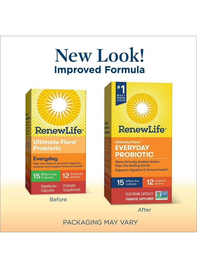 Renew Life Everyday Probiotic Capsules, Daily Supplement Supports Urinary, Digestive and Immune Health, L. Rhamnosus GG, Dairy, Soy and Gluten-Free, 15 Billion CFU, 30 Count - Image 2
