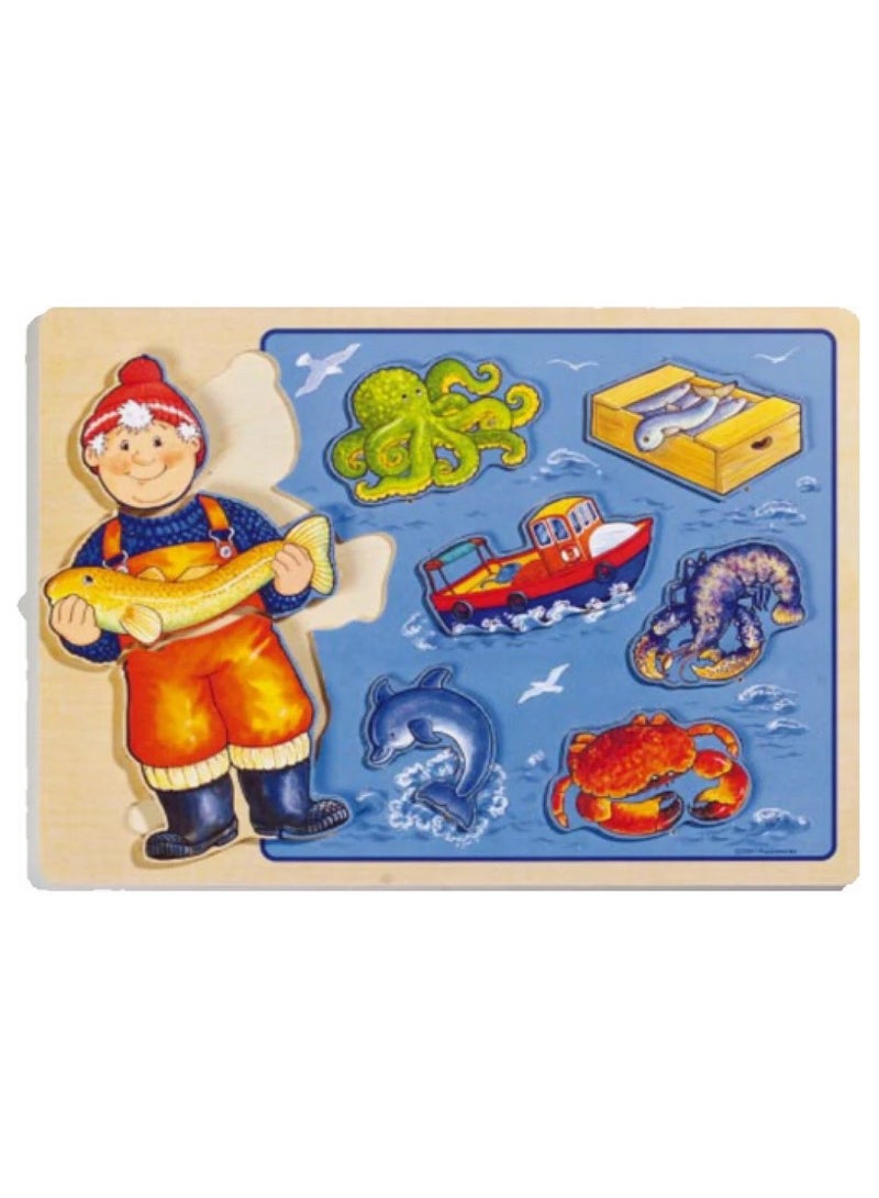 Wooden Puzzle Board – Fisherman Theme for Interactive Learning and Assembly Skills