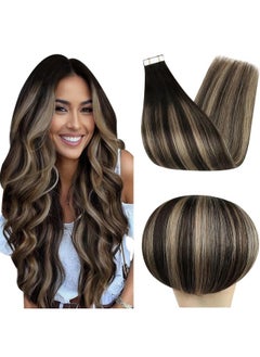 Fshine Full Shine Tape In Hair Extensions Human Hair Black Highlights Blonde Hair Extensions Tape In 20Pcs 50Grams Double Sided Hair Extensions Real Human Hair Remy Human Hair Extensions 22 Inch For Party  - Image 1