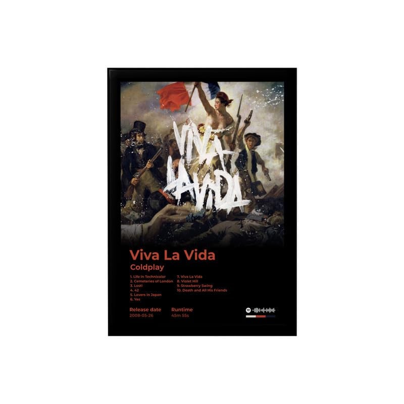 BLINKART BLINKART Cardi Viva La Vida Popular Music Album Hanging Wall Photo Frames 13x10 inch Decoration For Home Bedroom Living Room Aesthetics Artworks Spotify Song Link QR Code With Your Photo Frame 