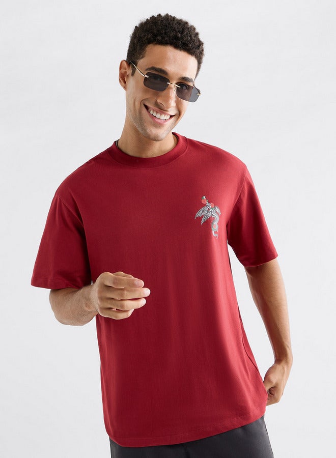 Splash FAV Typographic Print T-shirt with Crew Neck and Short Sleeves - Image 1