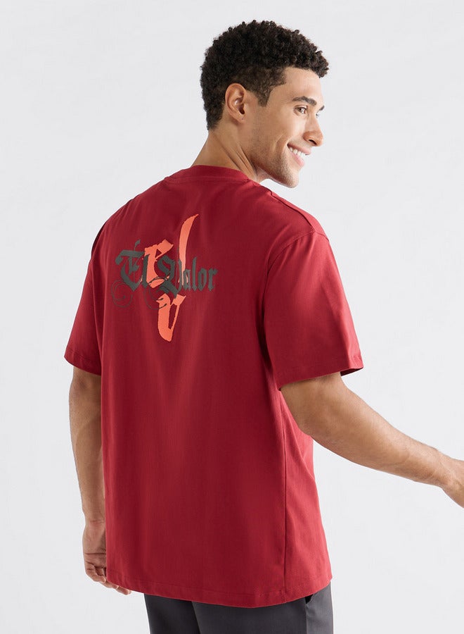 Splash FAV Typographic Print T-shirt with Crew Neck and Short Sleeves - Image 3