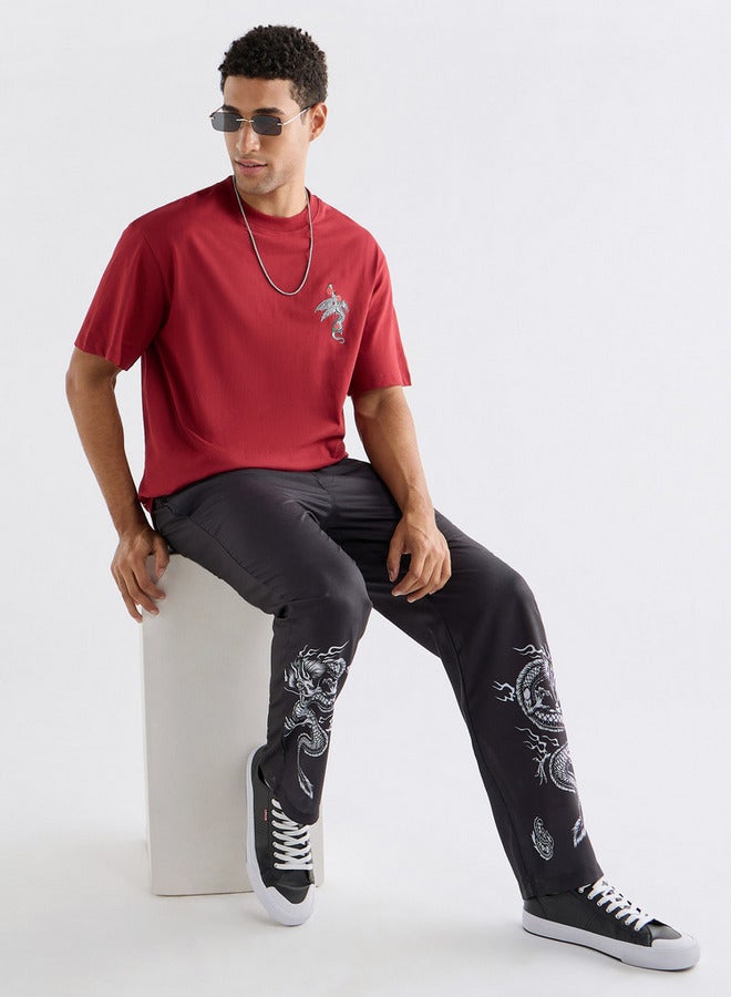 Splash FAV Typographic Print T-shirt with Crew Neck and Short Sleeves - Image 2