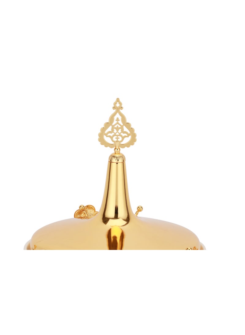 Royalford 8" Date Bowl with Lid- RF12338/Perfect for Serving Dates, Dried Nuts, Candies, Etc./ Versatile and Strong with Elegant Golden-Finish Knob and Base, Ceramic Bowl/ Dishwasher and Freezer Safe Golden - Image 4