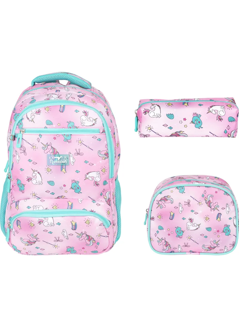 ريلاكسن Pink Unicorn Patterned Triple School Set 8650-3