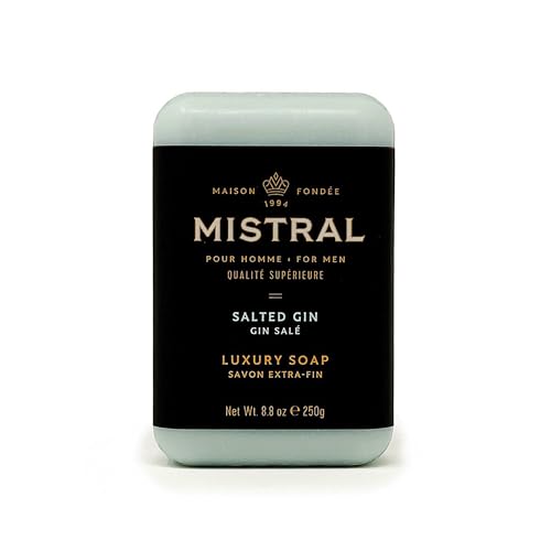 Mistral Salted Gin Luxury Bar Soap for Men | Menâ€™s Natural Soap Bar | Paraben, Phthalates Free | Moisturizing & Triple-Milled Natural Soap for Men - Made in France | Large, 8.8 oz - Image 1
