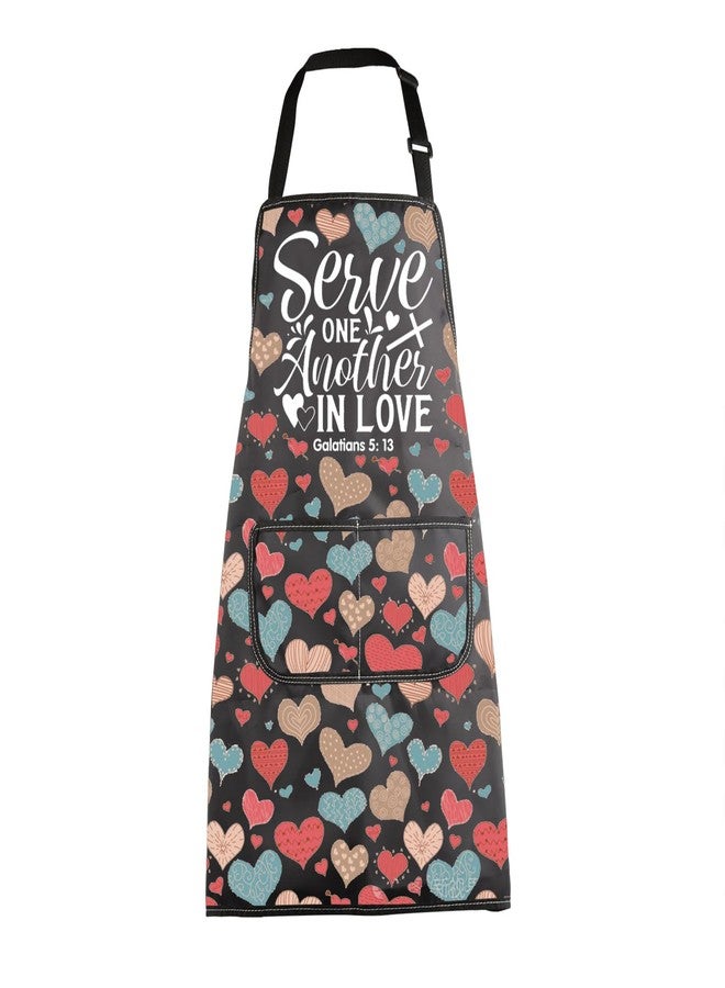 MBMSO Christian Apron with Pockets Biblical Spiritual Gift Bible Verse Kitchen Apron Serve One Another in Love Galatians 5 13 (Galatians 5: 13 Apron-b) - Image 1