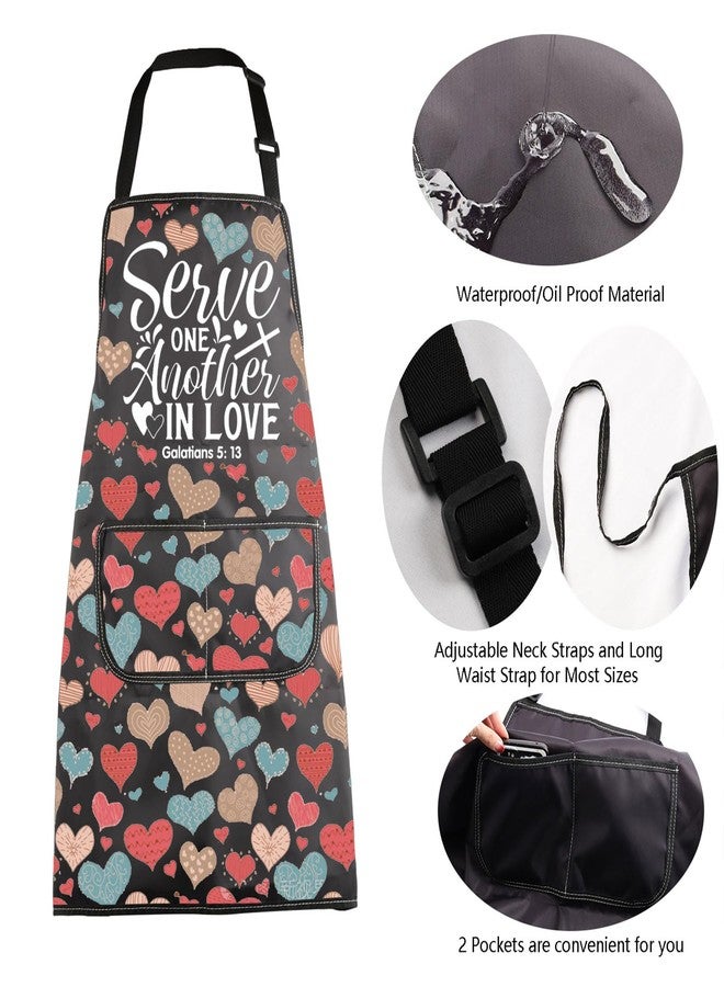 MBMSO Christian Apron with Pockets Biblical Spiritual Gift Bible Verse Kitchen Apron Serve One Another in Love Galatians 5 13 (Galatians 5: 13 Apron-b) - Image 5