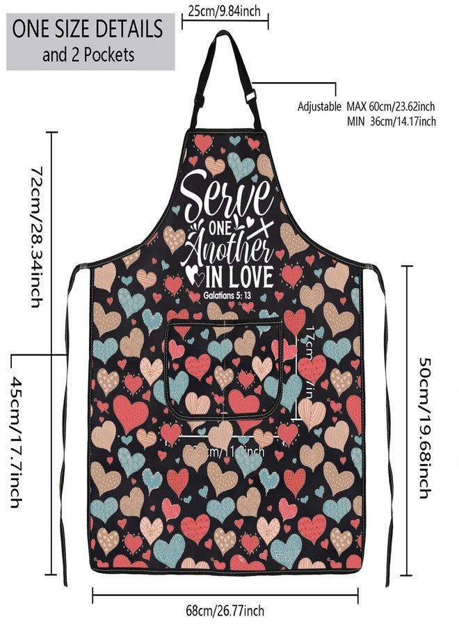 MBMSO Christian Apron with Pockets Biblical Spiritual Gift Bible Verse Kitchen Apron Serve One Another in Love Galatians 5 13 (Galatians 5: 13 Apron-b) - Image 2