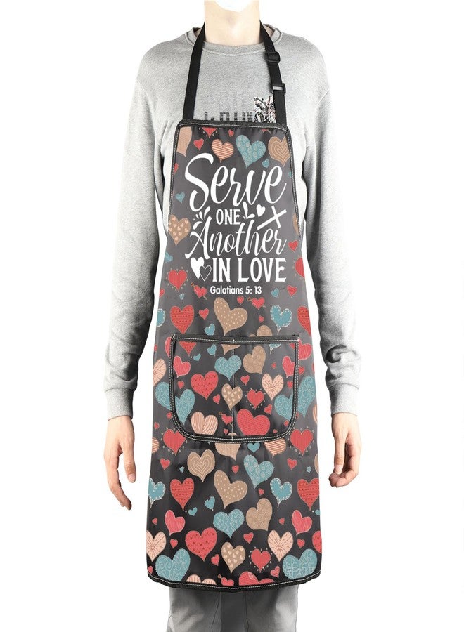 MBMSO Christian Apron with Pockets Biblical Spiritual Gift Bible Verse Kitchen Apron Serve One Another in Love Galatians 5 13 (Galatians 5: 13 Apron-b) - Image 4