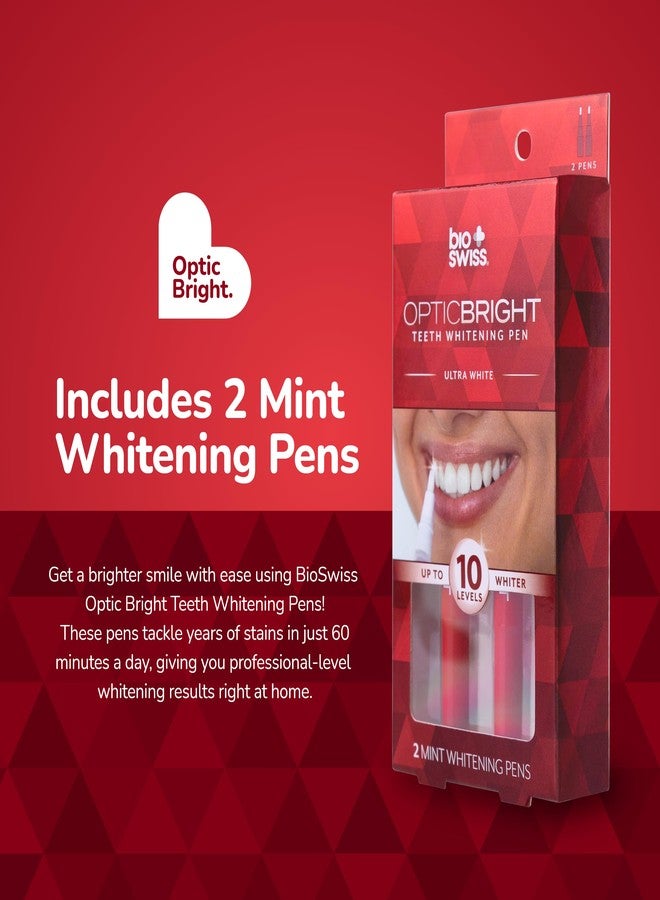 BioSwiss Optic Bright Teeth Whitening Pens, 2 Pack White Mint Tooth Whitener Pen Set - Image 2