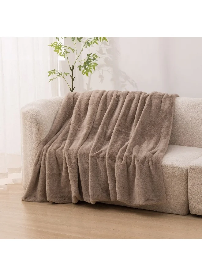 Home Box Lla Ura Rabbit Fur Double Layer King Blanket 220 x 240 cm