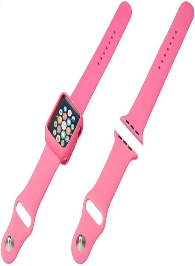 OR Silicone Band and Case for Apple Watch, Size 42-44 mm - Pink