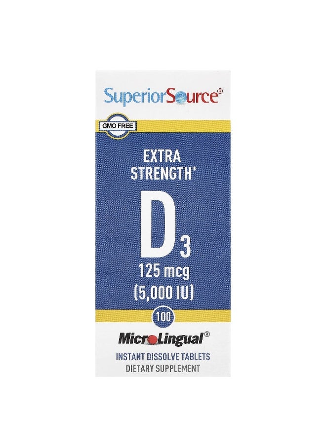 Superior Source Superior Source, D3, Extra Strength, 125 mcg (5,000 IU), 100 MicroLingual® Instant Dissolve Tablets 