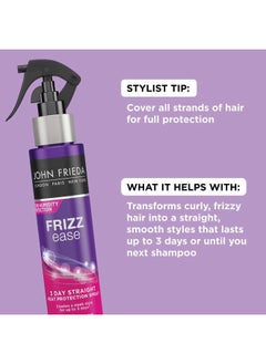 John Frieda Frizz Ease 3 Day Straight Heat Protection Spray, Keeps Hair Straight and Frizz-Free for 3 Days, Keratin-Infused Flat Iron & Styling Spray for a Smooth, Sleek Finish, 3.5 Oz  - Image 2
