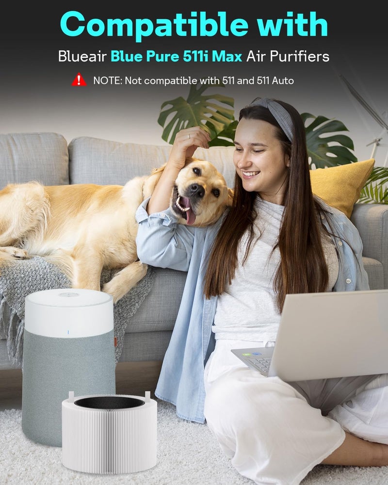 Leemone Blue Pure 511i Max Filter Replacement Compatible with Blue Pure 511i Max Air Purifier, Blue Pure F5MAX, H13 True HEPA & Activated Carbon Replacement Filter - Image 3