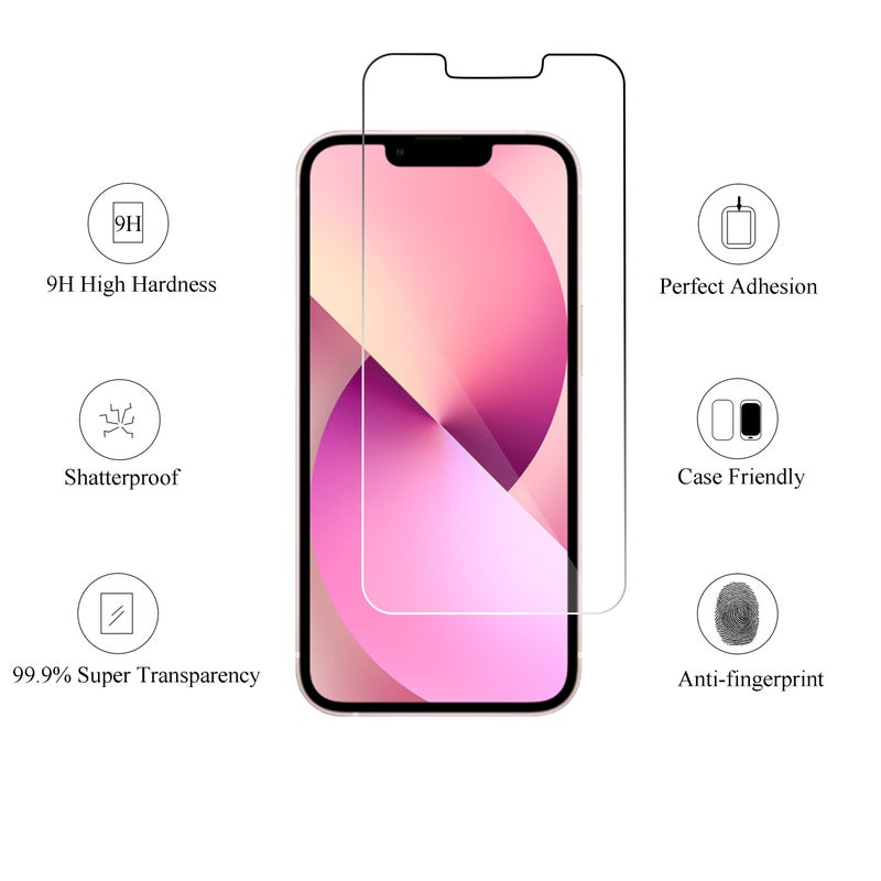 Ailun 2 Pack Screen Protector for iPhone 13 [6.1 inch Display] with 2 Pack Tempered Glass Camera Lens Protector,[9H Hardness]-HD - Image 2