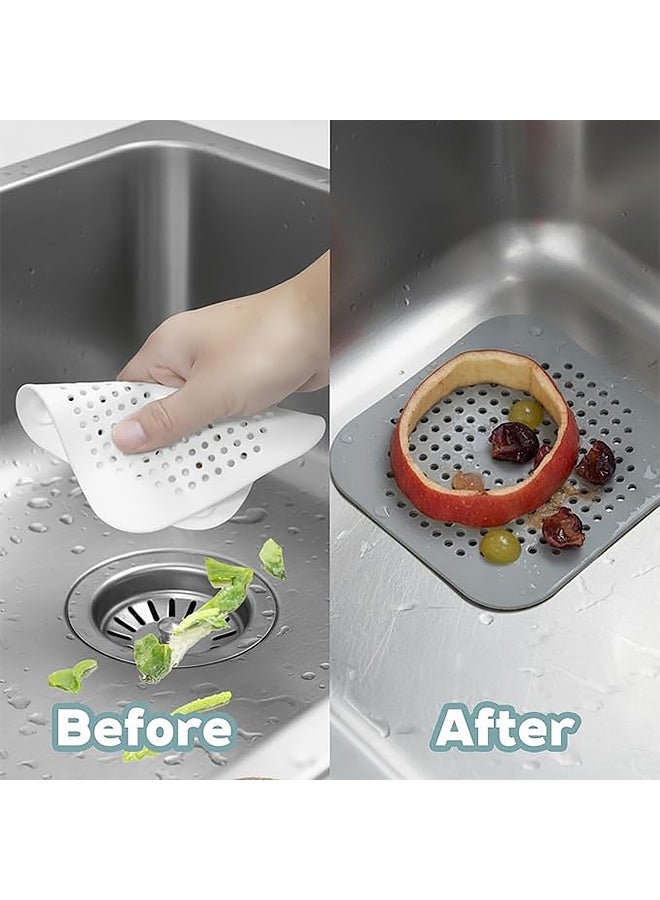 4 قطع من مصيدة الشعر المربعة لتصريف المياه، غطاء سيليكون لتصريف مياه الدش مع أكواب شفط، مصيدة مياه، غطاء حوض للحمام وحوض الاستحمام والمطبخ، مصفاة، حماية للدش - Image 3