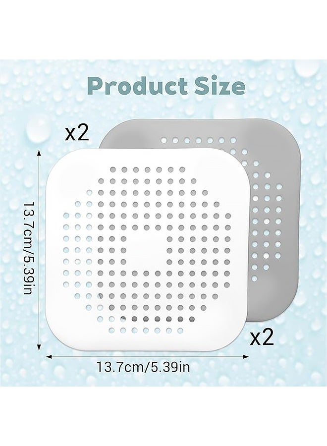 4 قطع من مصيدة الشعر المربعة لتصريف المياه، غطاء سيليكون لتصريف مياه الدش مع أكواب شفط، مصيدة مياه، غطاء حوض للحمام وحوض الاستحمام والمطبخ، مصفاة، حماية للدش - Image 2