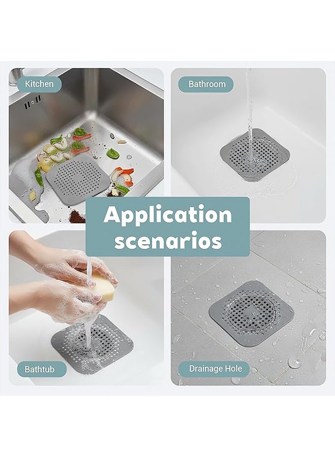 4 قطع من مصيدة الشعر المربعة لتصريف المياه، غطاء سيليكون لتصريف مياه الدش مع أكواب شفط، مصيدة مياه، غطاء حوض للحمام وحوض الاستحمام والمطبخ، مصفاة، حماية للدش - Image 5