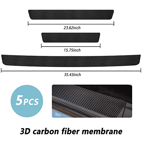 Turcee 5PCS Car Door Sill Protector,Carbon Fiber Threshold/Rear Bumper Guard Anti-Scratch Sticker Door Edge Protection Decorate,Interior Accessories Self-Adhesive Anti-Scratch Waterpoor (Carbon Fiber-5Pcs) - Image 2