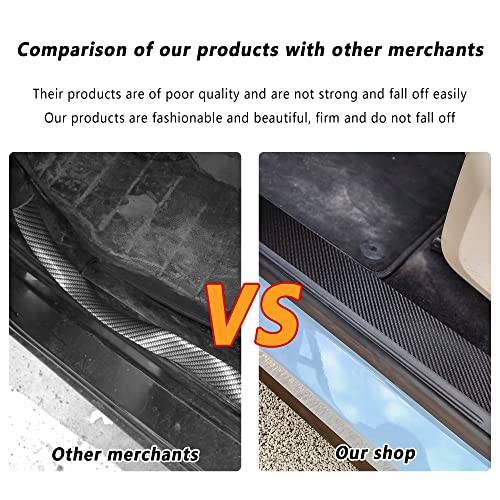 Turcee 5PCS Car Door Sill Protector,Carbon Fiber Threshold/Rear Bumper Guard Anti-Scratch Sticker Door Edge Protection Decorate,Interior Accessories Self-Adhesive Anti-Scratch Waterpoor (Carbon Fiber-5Pcs) - Image 4