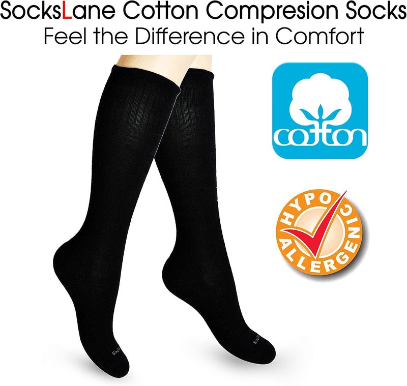 SocksLane جوارب ضغط قطنية من للنساء والرجال. دعم بطول الركبة بقوة 15-20 مم زئبق - Image 3