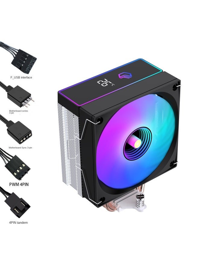 LOVINGCOOL Desktop Computer Temperature-controlled Argb Air-cooled Full-platform Amd Cooling Fan With Four Copper Pipes Cpu Cooler With Digital Display Design - Image 1