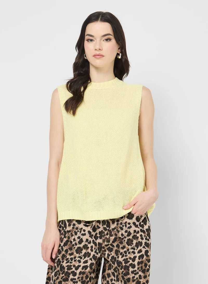 Ginger Loose Knitted Vest with Back Tie Up