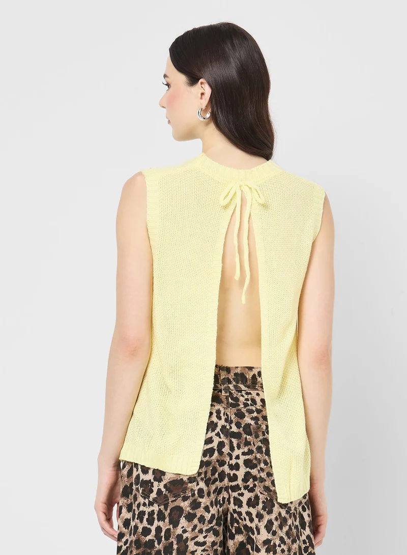Ginger Loose Knitted Vest with Back Tie Up
