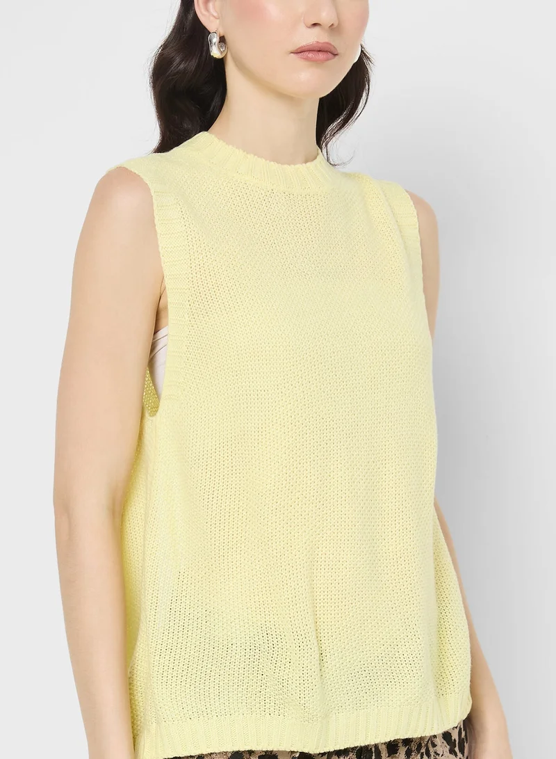 Ginger Loose Knitted Vest with Back Tie Up