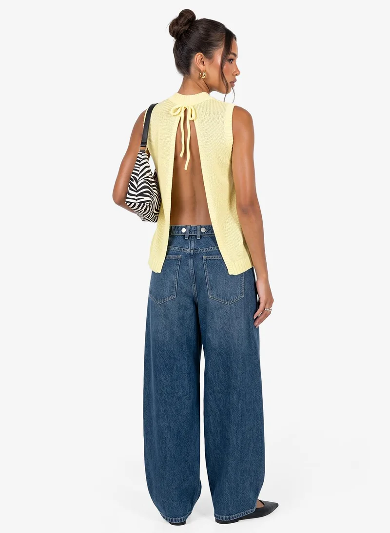 Ginger Loose Knitted Vest with Back Tie Up
