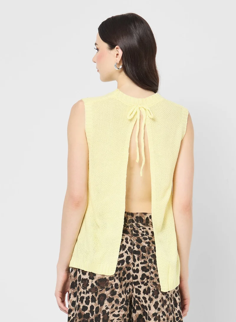 Ginger  Loose Knitted Vest with Back Tie Up for Women | Best Price UAE