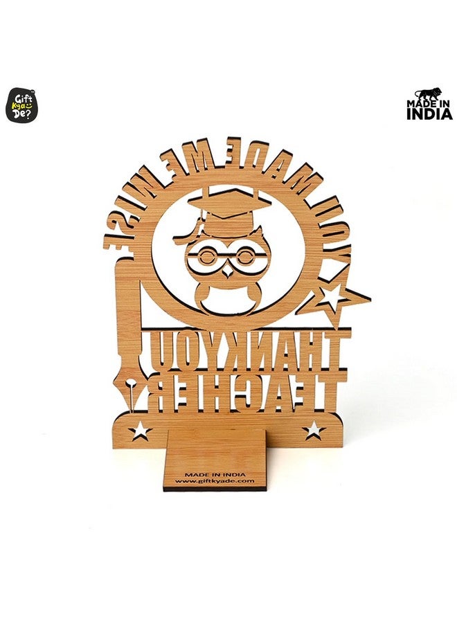Gift Kya De Wooden Decorative Table Top for Teacher's Day - Unique Thankyou Gift (Bamboo Texture Big Size Eco-Friendly) - Image 5