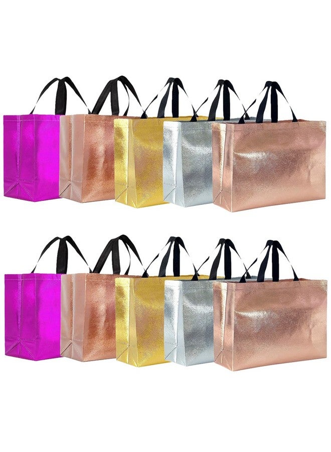 Drapme Large Size Pack of 20 Pcs Glossy Metallic Laminated Non-Woven Reusable Eco-Friendly Party Return Gift Bags (Mix) (Large 17x12x5 Inch) - Image 1