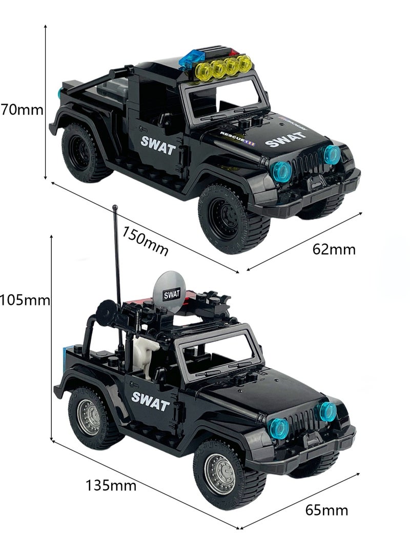 Children's Black Police Car, Black Patrol Car Model Small Particle Building Blocks Toy Ornaments - Image 2