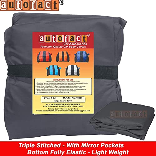 Autofact Car Body Cover with Mirror Pockets Compatible for Maruti Fronx (Triple Stitched, Bottom Fully Elastic, Dark Grey) - Image 5
