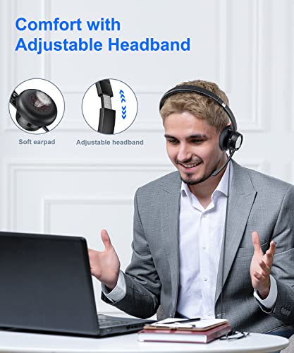 New bee USB Headset with Microphone for PC Computer Headset, Single Ear Noise Cancelling Mic, Call Center Wired Headphone with 3.5 mm/USB/Type C for Skype Zoom Tablet Laptop - Image 3
