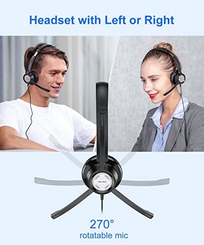 New bee USB Headset with Microphone for PC Computer Headset, Single Ear Noise Cancelling Mic, Call Center Wired Headphone with 3.5 mm/USB/Type C for Skype Zoom Tablet Laptop - Image 4