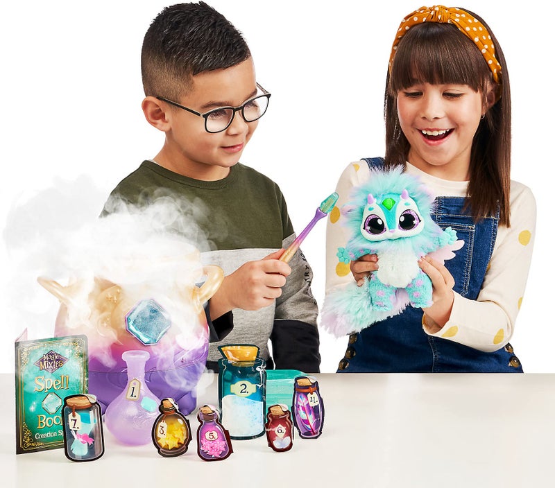 Magic Mixies Cream Tea Magic Mixies Magical Misting Cauldron with Interactive 8 inch Blue Plush Toy and 50+ Sounds and Reactions, Multicolor - Image 2