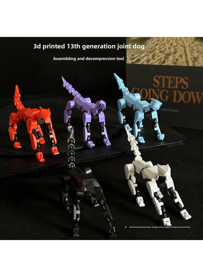 3D Printing Doll Multi-joint Movable Building Blocks Lucky 13 Mechanical Dog Dog Toy Boy Assembled Model Direct Selling-Color:Dummy Jointed Dog [black]
