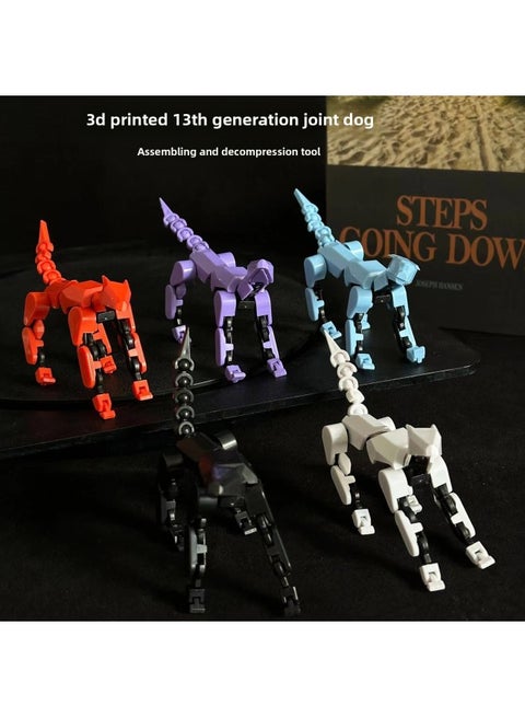 3D Printing Doll Multi-joint Movable Building Blocks Lucky 13 Mechanical Dog Dog Toy Boy Assembled Model Direct Selling-Color:Dummy Jointed Dog [black]