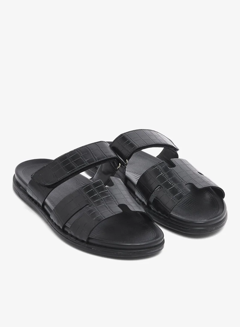 Robert Wood Comfort Footbed Croc Emboss Slider Sandals