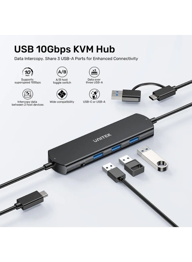 Unitek USB-C 10Gbps KVM Hub (3*USB-C 10Gbps), Black - Image 3