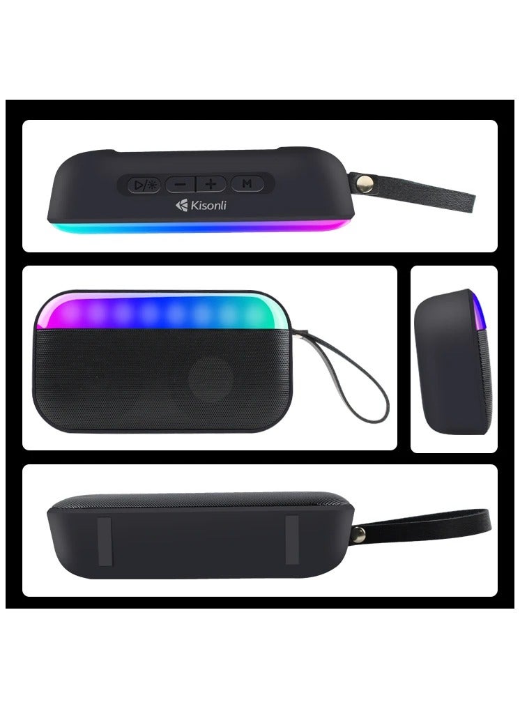 Kisonli Kisonli S19 Bluetooth Speaker with RGB Lights – 5W Output, 1200mAh Battery, Hi-Fi Stereo Sound, Portable Wireless Speaker for Indoor & Outdoor Use  - Image 2