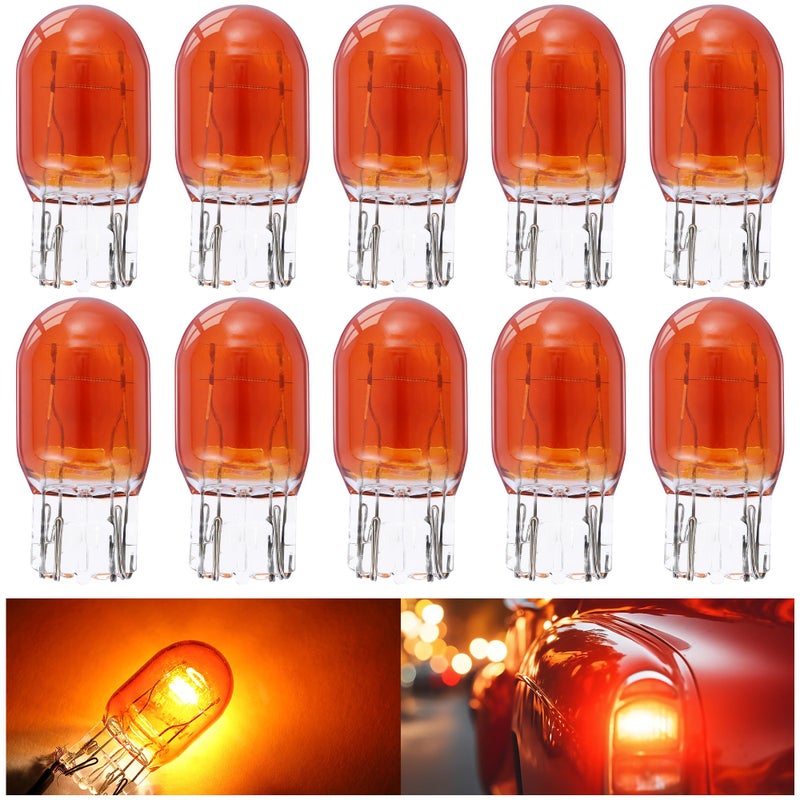 Meonum 10 Pcs 7443 Brake Light Bulb 7444NA LED Bulb 7443 7444 LED Bulbs Amber T20 W215W 12V Automotive Brake Tail Turn Signal Light Bulbs Replacement - Image 3